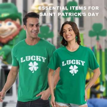 St Patrick's Day Shirts for Women and Men Lucky Irish Green Shamrock Crew Neck Short-Sleeve Graphic Tee Costume Funny Saint Paddys Day Clover Printed T-Shirt Top Lucky S