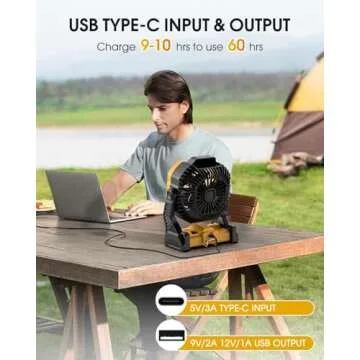 DOWILLDO Portable Camping Fan - Rechargeable & Multifunctional