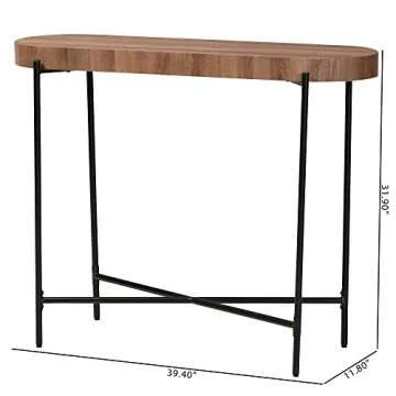 Baxton Studio Savion Console Table in Walnut Brown and Black