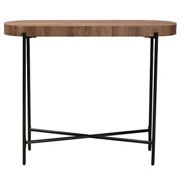 Baxton Studio Savion Console Table in Walnut Brown and Black
