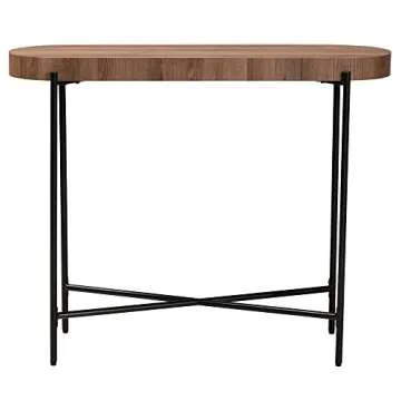 Baxton Studio Savion Console Table in Walnut Brown and Black