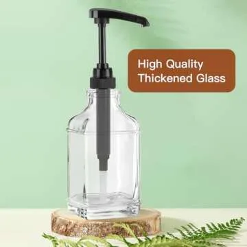 STARSIDE 16 oz Coffee Syrup Dispenser,2 pcs Clear Glass Syrup Bottle with 1/4oz Capacity Pump,Syrup Dispenser for Coffee Bar with Plastic Pump and Syrup Labels