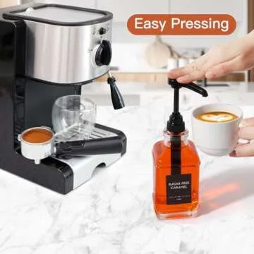 STARSIDE 16 oz Coffee Syrup Dispenser,2 pcs Clear Glass Syrup Bottle with 1/4oz Capacity Pump,Syrup Dispenser for Coffee Bar with Plastic Pump and Syrup Labels
