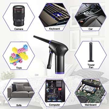 Bosttor Compressed Air Duster for Computer Keyboard, 15000mAh Rechargeable Battery with USB-C Fast Charging, Powerful 36000 RPM Air Blower, Cordless Electric Canned Air Duster Replaces Air Cans