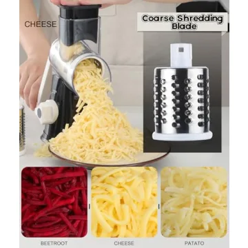 Ourokhome Rotary Cheese Grater with 3 Blades