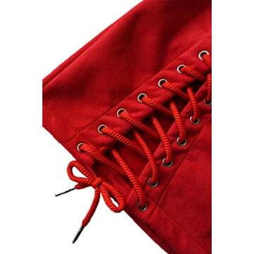 Meyeeka Women Sexy Slim Fit Hollow Out High Waist Vintage Pencil Mini Skirt Red L