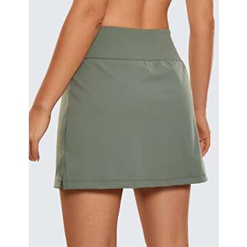 CRZ YOGA Womens Skirt Golf Tennis Skirts with Zip Pockets Stretch Lightweight Casual Athletic Running Skorts Grey Sage Medium