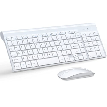 Wireless Keyboard and Mouse Ultra Slim Combo, TopMate 2.4G Silent Compact USB 2400DPI Mouse and Scis...