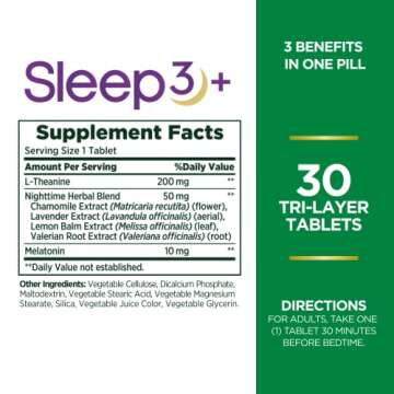 Melatonin by Nature's Bounty, Sleep3 Maximum Strength 100% Drug Free Sleep Aid, Dietary Supplement, ...