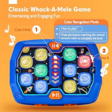 hahaland Toys for Ages 5-7 - Interactive Whack A Game with Sound and Light Stem Montessori Toy Fun Gifts for Early Learning Education Birthday Gift for Kids Age 3 4 5 6 7 8 Years Old Boys Girls
