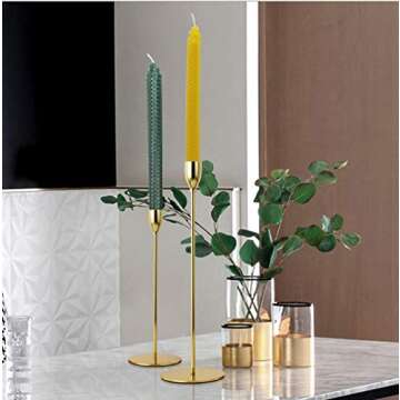 XIANGZHU Set of 12 Beeswax Dark Green Taper Candles, Premium Quality 10 Inch Smokeless Dripless Uncented Long Candles Smokeless and Dripless Household, Wedding, Party, and Home Décor