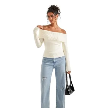 SUUKSESS Stylish Off Shoulder Long Sleeve Pullover Sweater