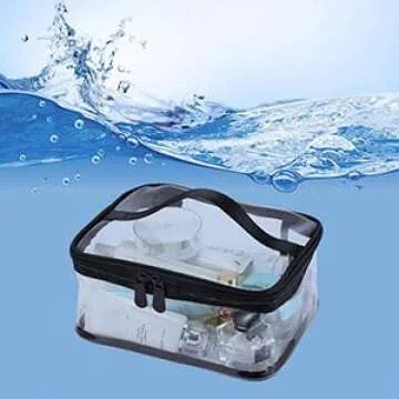 Louise Maelys Portable Clear Makeup Bag Zipper Waterproof Transparent Travel Storage Pouch Cosmetic Toiletry With Handle
