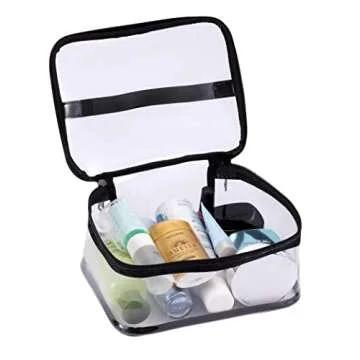 Louise Maelys Portable Clear Makeup Bag Zipper Waterproof Transparent Travel Storage Pouch Cosmetic Toiletry With Handle