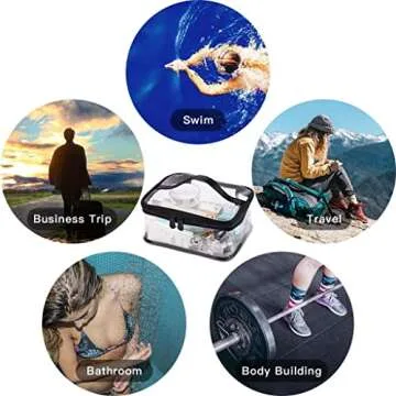 Louise Maelys Portable Clear Makeup Bag Zipper Waterproof Transparent Travel Storage Pouch Cosmetic Toiletry With Handle