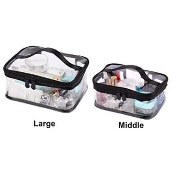Louise Maelys Portable Clear Makeup Bag Zipper Waterproof Transparent Travel Storage Pouch Cosmetic Toiletry With Handle