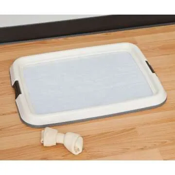 IRIS USA Pee Pad Holder, Medium Dog Pad Holder, Secured Latches, Non-Skid Rubber Feet, High Polish Finish for Easy Cleaning, Leak Protection Indoor Potty Tray, Dark Gray