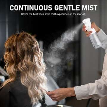 Spray Bottle For Hair, Continuous Mister Empty Spray Bottles, Ultra Fine Mist Water Sprayer for Hairstyling, Cleaning, Plants, Pets, Barbers, Salons, Essential Oil Scents - 2 Pack 6.8 OZ