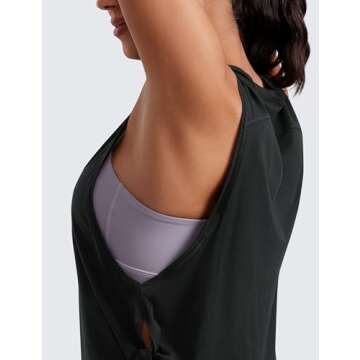 CRZ YOGA Women's Pima Cotton Cropped Workout Tank - Black XX-Small