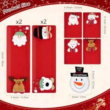 Cute 9pcs Christmas Refrigerator Handle Covers for Kitchen
