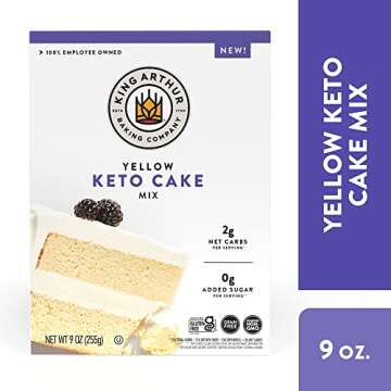 King Arthur Baking Keto Cake Mix, Yellow, 2g Net Carbs 0g Added Sugar Per Serving, Low Carb & Keto F...