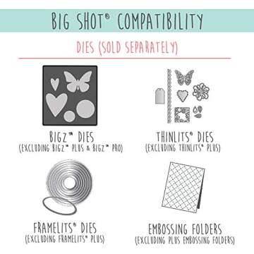 Sizzix Big Shot Starter Kit 661500 Manual Die Cutting & Embossing Machine for Arts & Crafts, Scrapbooking & Cardmaking, 6” Opening