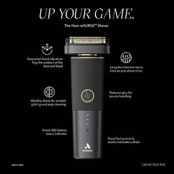 Andis 17300 reSURGE Electric Lithium Titanium Precision Foil Wet/Dry Rechargeable Shaver, Black