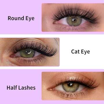 VEYESBEAUTY Lash Clusters Kit Individual Lash Extensions with Bond & Seal DIY Multi-type Mixed False Eyelash Tray Bottom, Spike, Volume Lashes for Self Application at Home