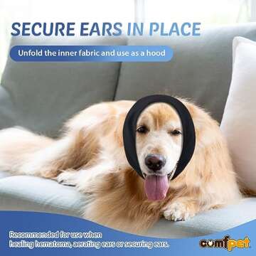 COMFPET Ear Wraps for Dogs, Dog Snood for Ear Hematoma, Pet Ear Muffs for Noise Bath, Ear Cover for Cats and Dogs, Calming Dog Neck and Ear Warmer, Ear Care(Black, XL)
