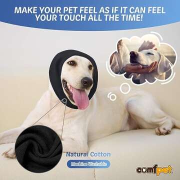 COMFPET Ear Wraps for Dogs, Dog Snood for Ear Hematoma, Pet Ear Muffs for Noise Bath, Ear Cover for Cats and Dogs, Calming Dog Neck and Ear Warmer, Ear Care(Black, XL)