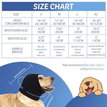 COMFPET Ear Wraps for Dogs, Dog Snood for Ear Hematoma, Pet Ear Muffs for Noise Bath, Ear Cover for Cats and Dogs, Calming Dog Neck and Ear Warmer, Ear Care(Black, XL)