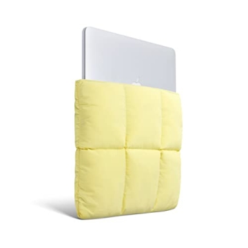 Comfyable Puffy Laptop Sleeve 13 Inch 14 Inch, Quilted Puffer Laptop Carrying Case for Women, Pillow Case Compatible for MacBook Air M3 2024 M2 M1, MacBook Pro M4 Pro/Max, 13 in 14 in Cover, Yellow
