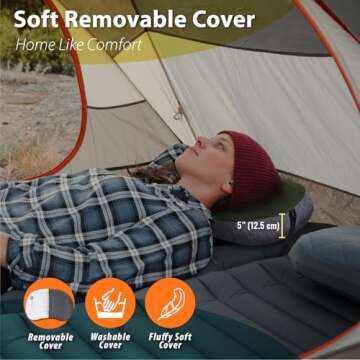 TREKOLOGY Inflatable Camping Pillow - Ultralight Backpacking, Hiking, Outdoor, Travel, Picnic, and S...