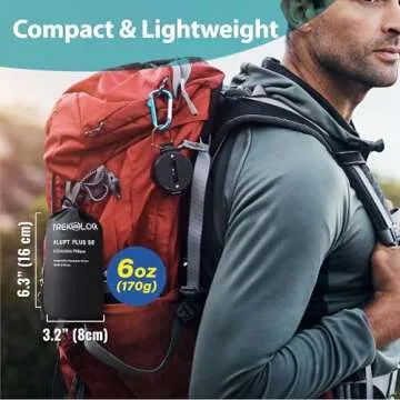 TREKOLOGY Inflatable Camping Pillow - Ultralight Backpacking, Hiking, Outdoor, Travel, Picnic, and Sleeping Pillow - Compact, Portable, Comfortable Camp Pillow for All Adventures ALUFT Plus SE