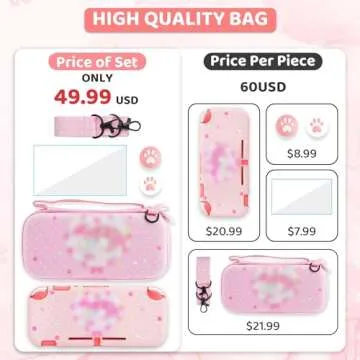 FUNDIARY Pink Carrying Case for Nintendo Switch Lite