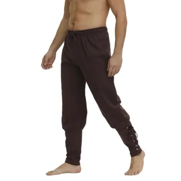 Men's Renaissance Costume Pants with Adjustable Cuffs