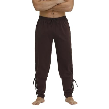 Men's Renaissance Costume Pants with Adjustable Cuffs