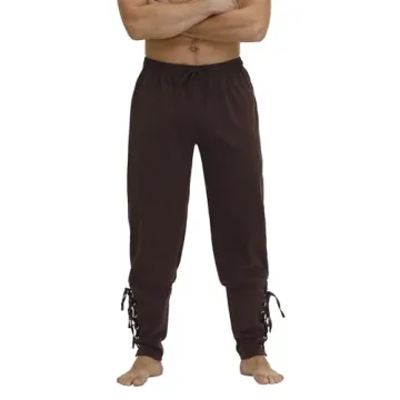 Men's Renaissance Costume Pants with Adjustable Cuffs
