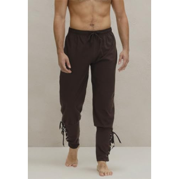 Men's Renaissance Costume Pants with Adjustable Cuffs