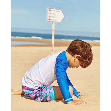 maamgic Boys Swim Trunks with Compression Liner Toddler Stretch Swim Shorts Quick Dry Swimming Trunks Boxer Brief 2 in 1 Beach Shorts Pink Blue Shark 5/6