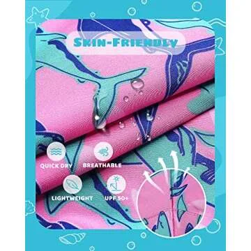 maamgic Boys Swim Trunks with Compression Liner Toddler Stretch Swim Shorts Quick Dry Swimming Trunks Boxer Brief 2 in 1 Beach Shorts Pink Blue Shark 5/6