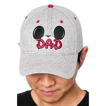 Disney Mens Cotton Mickey Mouse Dad Fan Baseball Cap, Grey