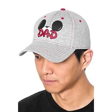 Disney Mens Cotton Mickey Mouse Dad Fan Baseball Cap Grey