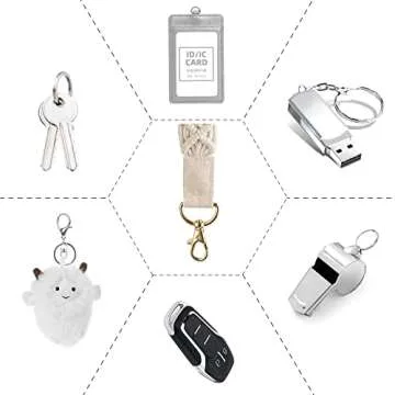 Mkono Macrame Key Chain Cute Keychain Wristlet Lanyard Boho Woven Wrist Lanyard for Keys, Key Chains for Car Key ID Badges Card Wallet Keyring Holder,Beige,6.7"