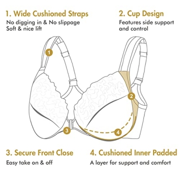 Comfortable Lace Front Closure Bra for Plus Sizes