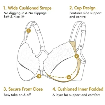 Comfortable Lace Front Closure Bra for Plus Sizes