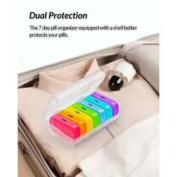 ZIKEE 7 Packs Extra Large Pill Organizer, Portable Pill Box 7 Day for Pocket, Purse, Weekly Pill Case with Dual-Protection Design, Pill Container for Medication, Vitamin, Fish Oil, Supplement