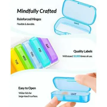 ZIKEE 7 Packs Extra Large Pill Organizer, Portable Pill Box 7 Day for Pocket, Purse, Weekly Pill Case with Dual-Protection Design, Pill Container for Medication, Vitamin, Fish Oil, Supplement