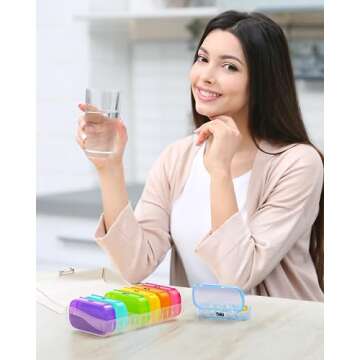 ZIKEE 7 Packs Extra Large Pill Organizer, Portable Pill Box 7 Day for Pocket, Purse, Weekly Pill Case with Dual-Protection Design, Pill Container for Medication, Vitamin, Fish Oil, Supplement