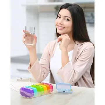 ZIKEE 7 Packs Extra Large Pill Organizer, Portable Pill Box 7 Day for Pocket, Purse, Weekly Pill Case with Dual-Protection Design, Pill Container for Medication, Vitamin, Fish Oil, Supplement